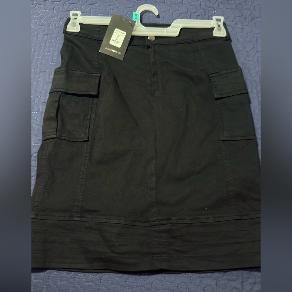 Fashion Nova Black Denim cargo Skirt